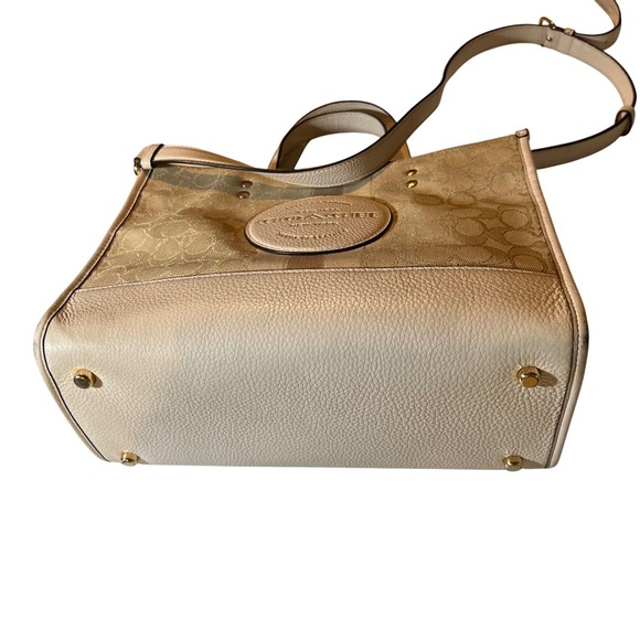 COACH Dempsey Carryall Signature Striped Patch Tote Crossbody Shoulder Bag Cream - Picture 7 of 15